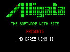 Title screen of Who Dares Wins II on the Sinclair ZX Spectrum.