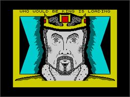 Title screen of Who Would Be King on the Sinclair ZX Spectrum.