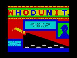 Title screen of Whodunnit on the Sinclair ZX Spectrum.