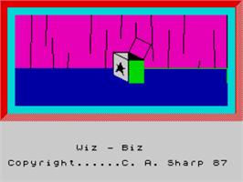 Title screen of Wiz-biz on the Sinclair ZX Spectrum.
