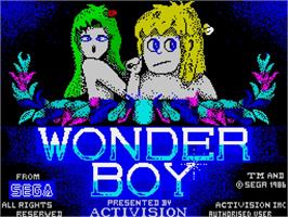 Title screen of Wonder Boy on the Sinclair ZX Spectrum.