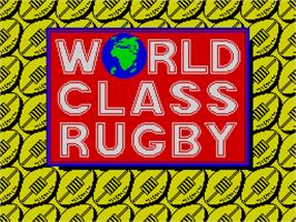 Title screen of World Class Rugby on the Sinclair ZX Spectrum.