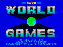 Title screen of World Games on the Sinclair ZX Spectrum.