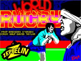 Title screen of World Rugby on the Sinclair ZX Spectrum.