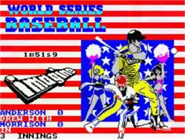 Title screen of World Series Baseball on the Sinclair ZX Spectrum.
