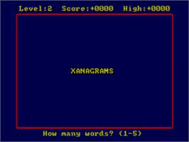 Title screen of Xanagrams on the Sinclair ZX Spectrum.