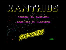 Title screen of Xanthius on the Sinclair ZX Spectrum.