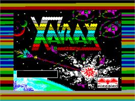 Title screen of Xarax on the Sinclair ZX Spectrum.