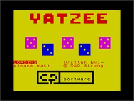 Title screen of Yatzee on the Sinclair ZX Spectrum.