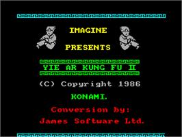 Title screen of Yie Ar Kung-Fu 2: The Emperor Yie-Gah on the Sinclair ZX Spectrum.
