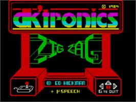 Title screen of Zig Zag on the Sinclair ZX Spectrum.