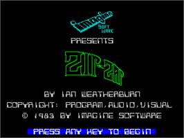 Title screen of Zip Zap on the Sinclair ZX Spectrum.
