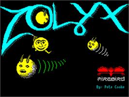 Title screen of Zolyx on the Sinclair ZX Spectrum.