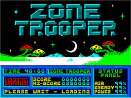 Title screen of Zone Trooper on the Sinclair ZX Spectrum.
