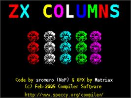 Title screen of Zx Columns on the Sinclair ZX Spectrum.
