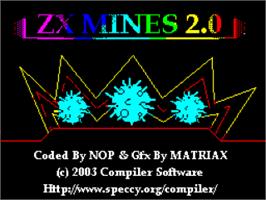 Title screen of Zx Mines 2 on the Sinclair ZX Spectrum.