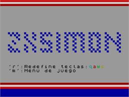 Title screen of Zxsimon on the Sinclair ZX Spectrum.