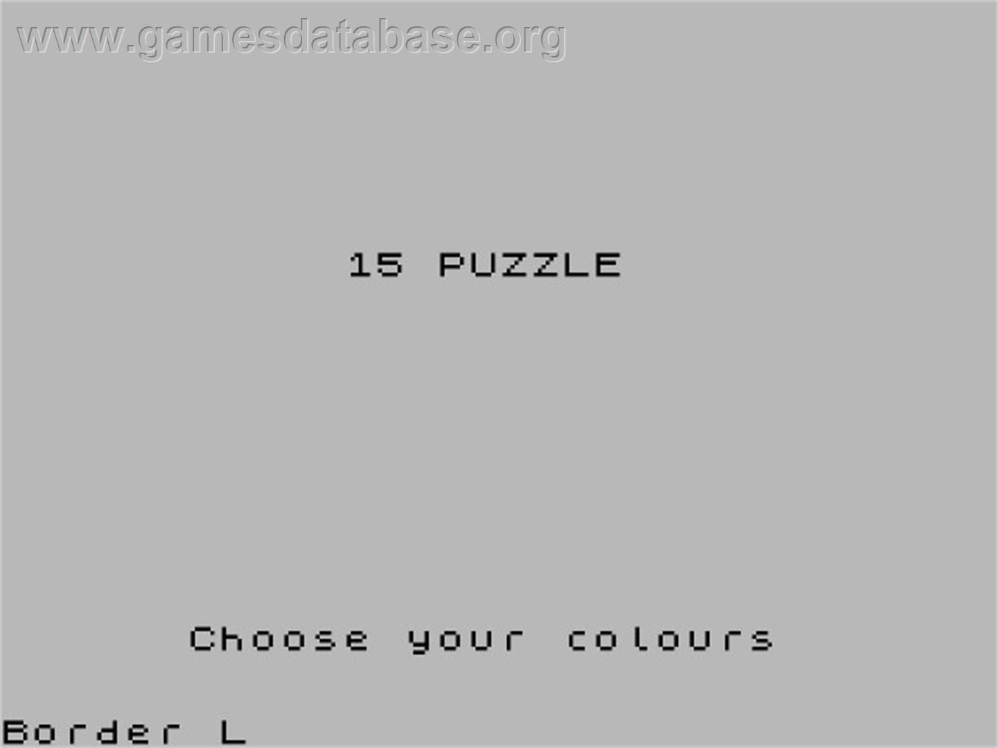 15 Puzzle - Sinclair ZX Spectrum - Artwork - Title Screen