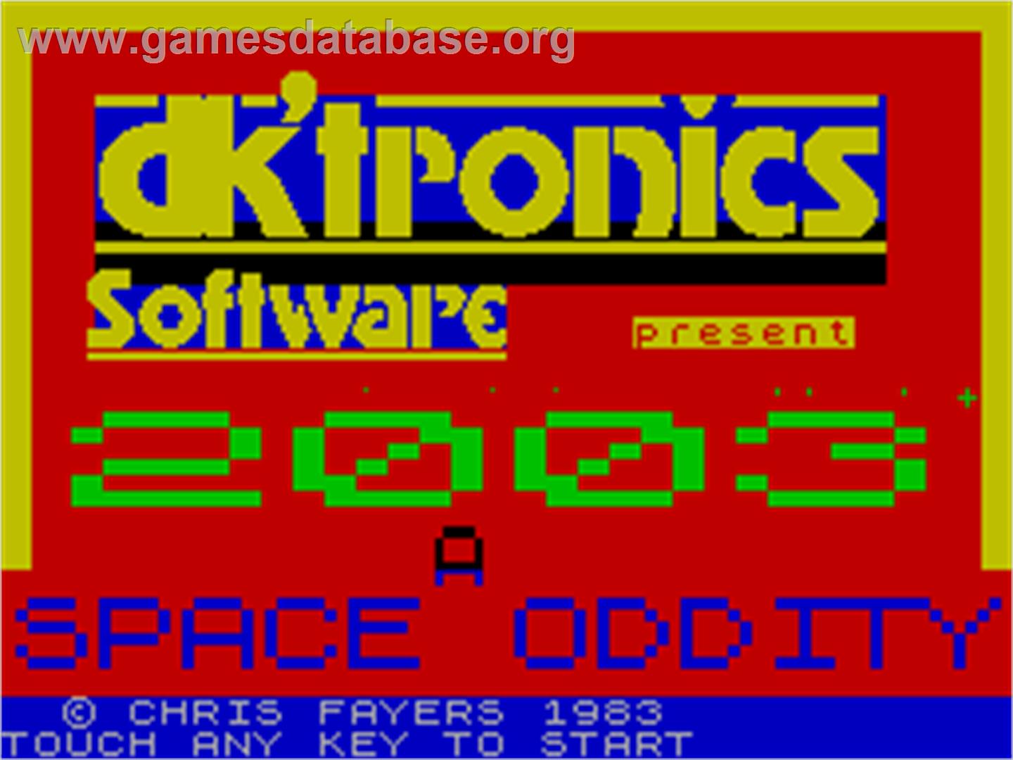 2003: A Space Oddity - Sinclair ZX Spectrum - Artwork - Title Screen