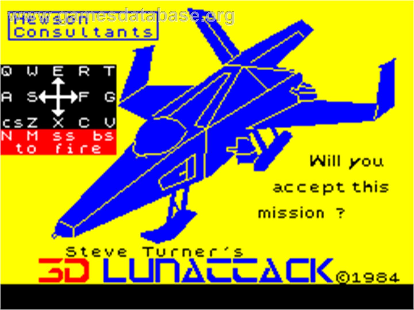 3D Lunattack - Sinclair ZX Spectrum - Artwork - Title Screen