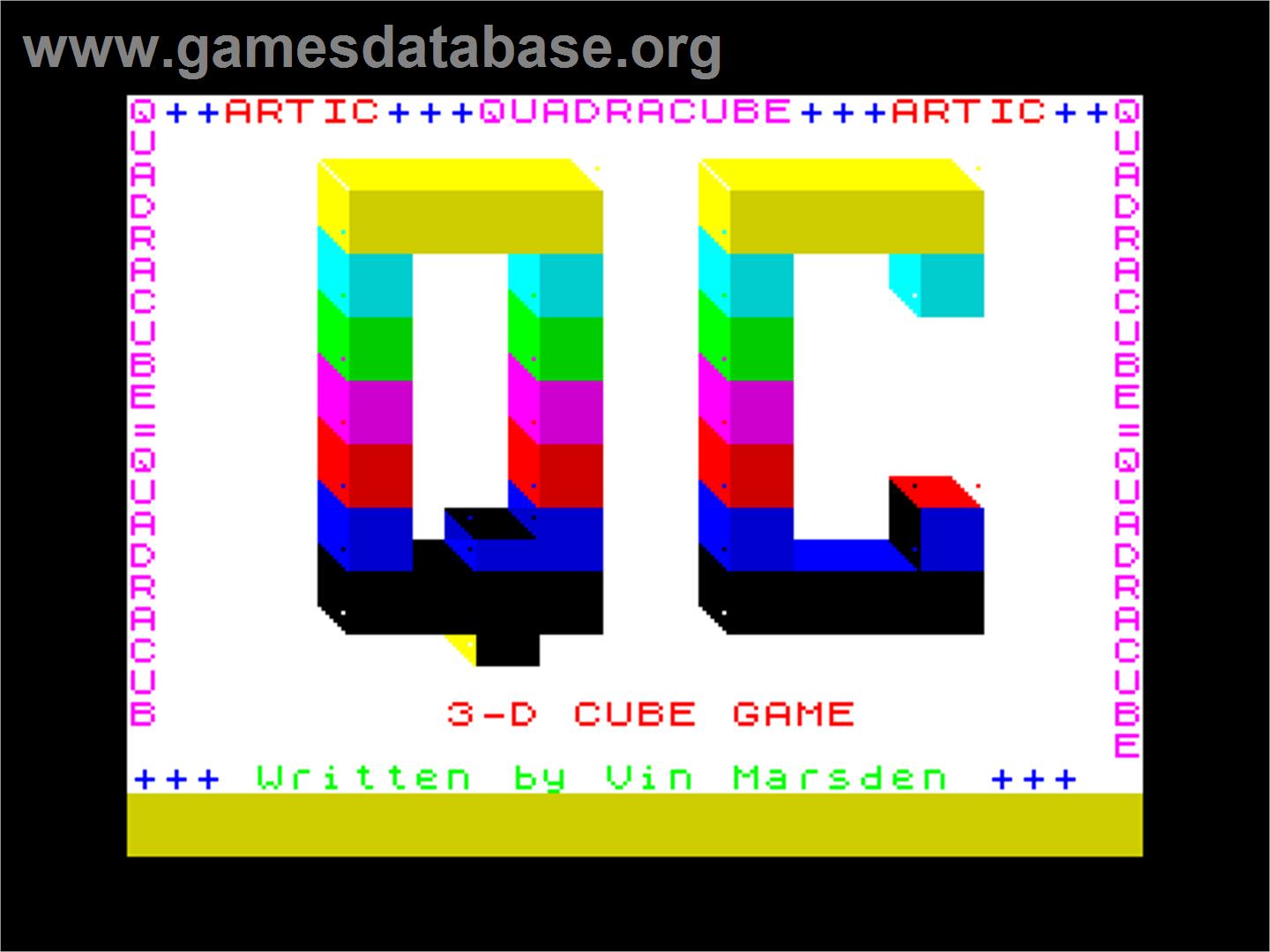 3d Quadracube - Sinclair ZX Spectrum - Artwork - Title Screen