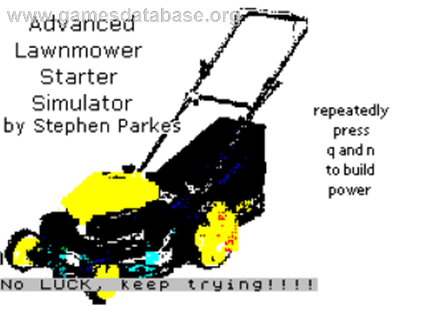Advanced Lawnmower Simulator - Sinclair ZX Spectrum - Artwork - Title Screen