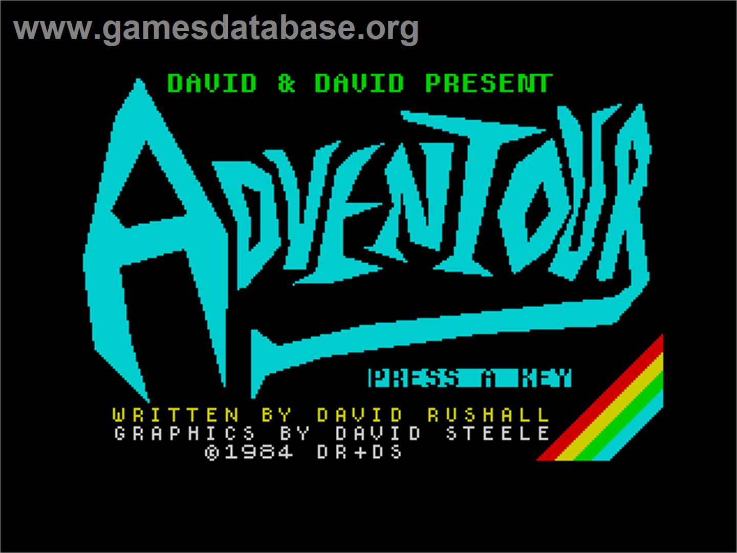 Adventour - Sinclair ZX Spectrum - Artwork - Title Screen