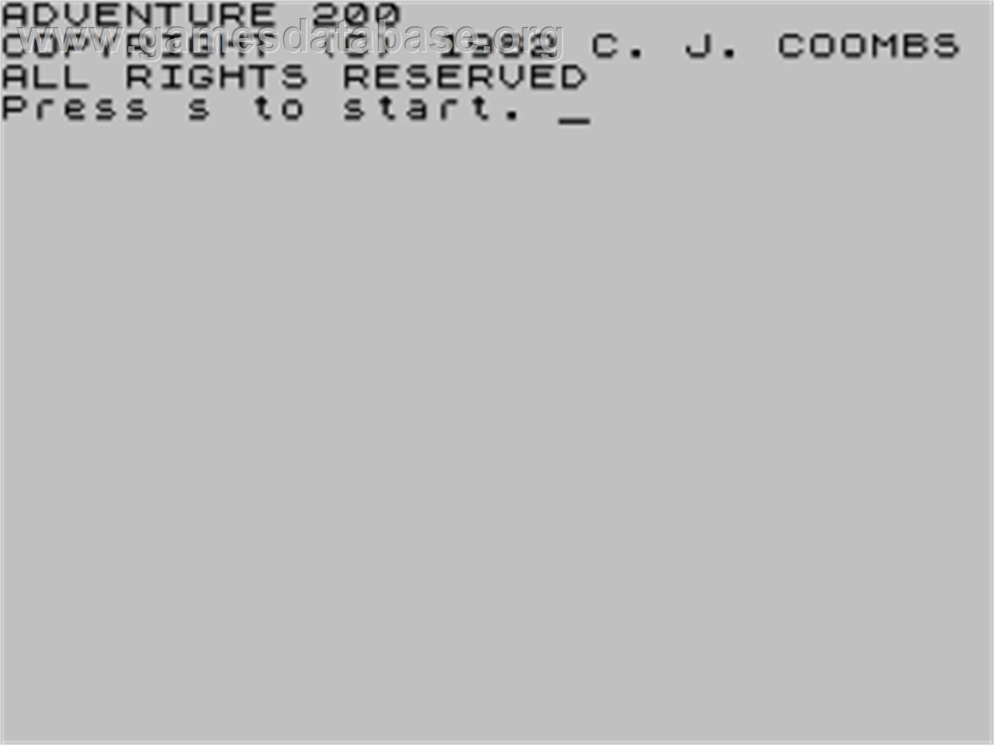 Adventure 200 - Sinclair ZX Spectrum - Artwork - Title Screen