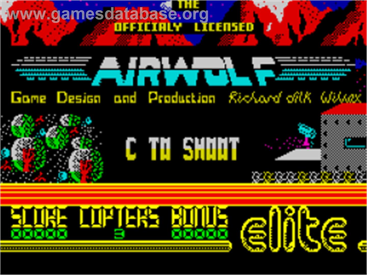 Airwolf - Sinclair ZX Spectrum - Artwork - Title Screen