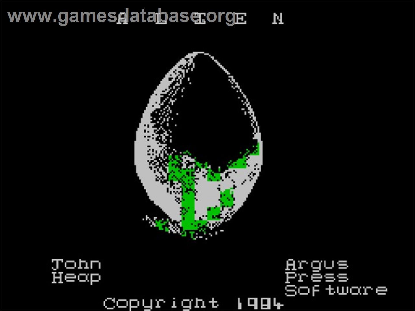 Alien (Hirezz Games) - Sinclair ZX Spectrum - Artwork - Title Screen