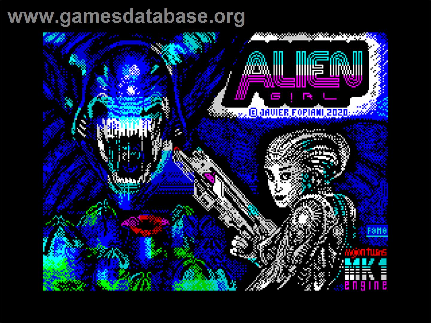 Alien Girl - Sinclair ZX Spectrum - Artwork - Title Screen