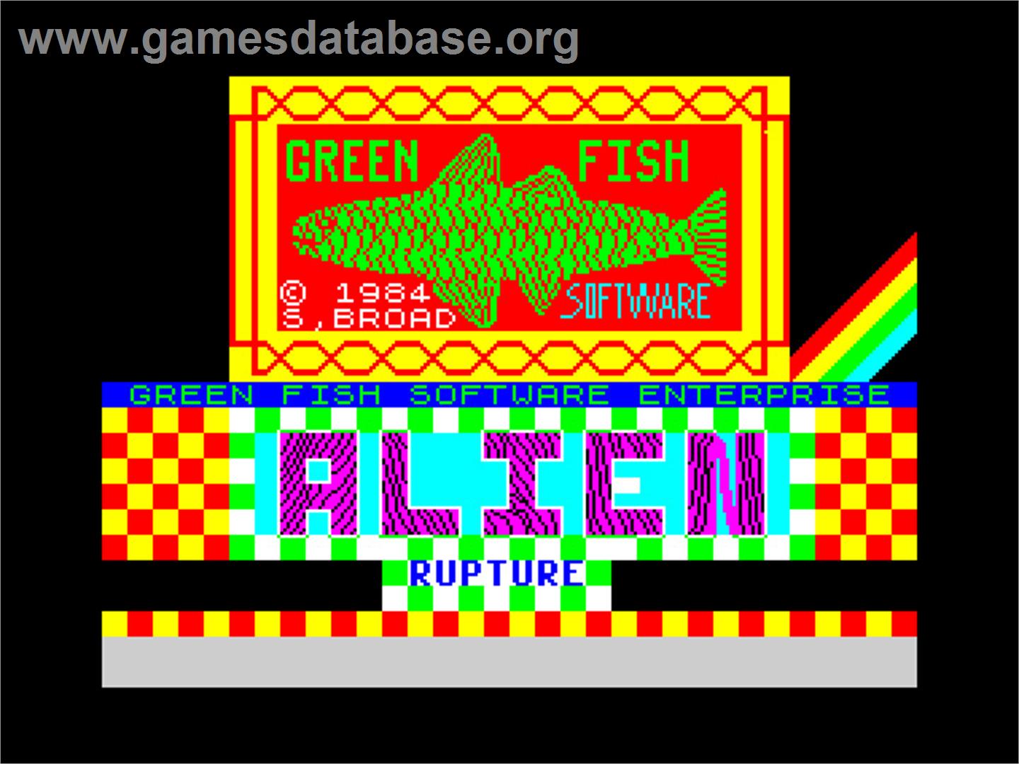 Alien Rupture - Sinclair ZX Spectrum - Artwork - Title Screen