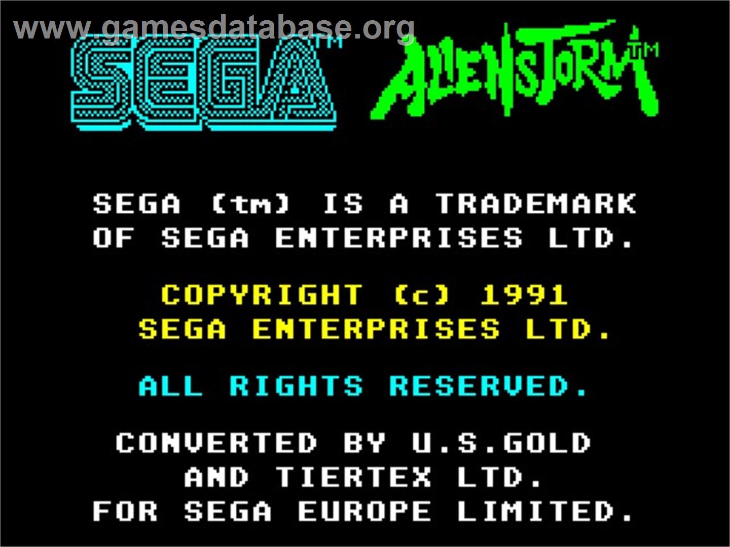 Alien Storm - Sinclair ZX Spectrum - Artwork - Title Screen