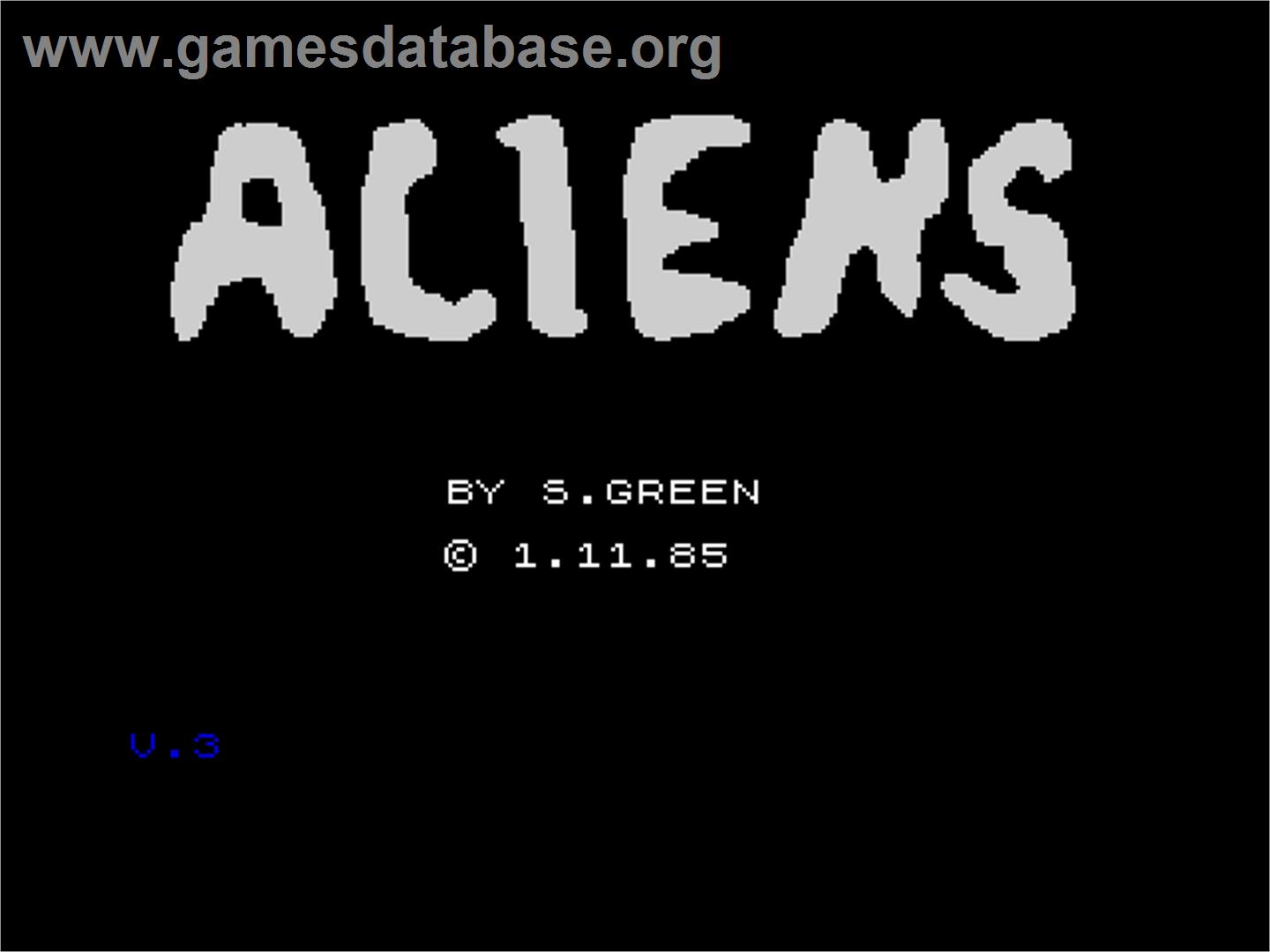 Aliens (Sinclair User) - Sinclair ZX Spectrum - Artwork - Title Screen