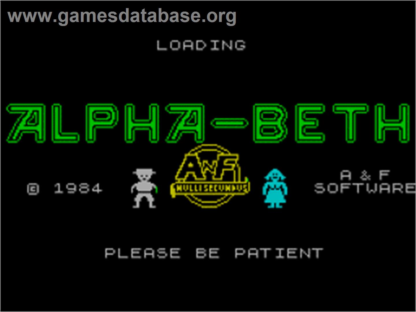 Alpha-beth - Sinclair ZX Spectrum - Artwork - Title Screen