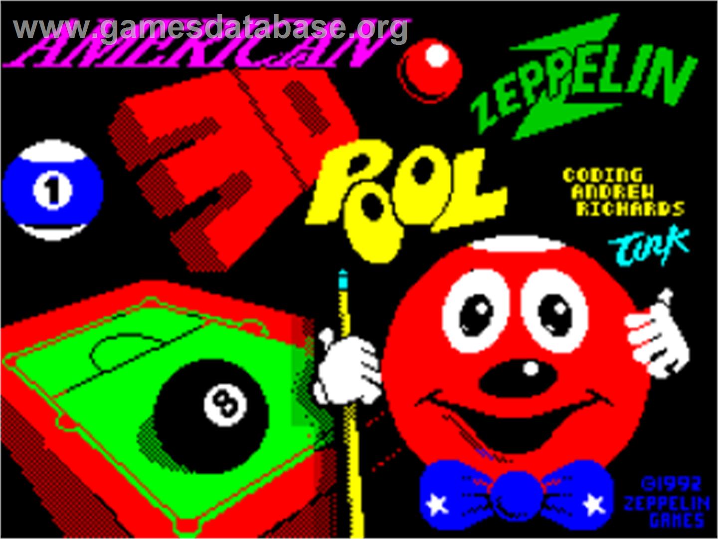 American 3d Pool - Sinclair ZX Spectrum - Artwork - Title Screen