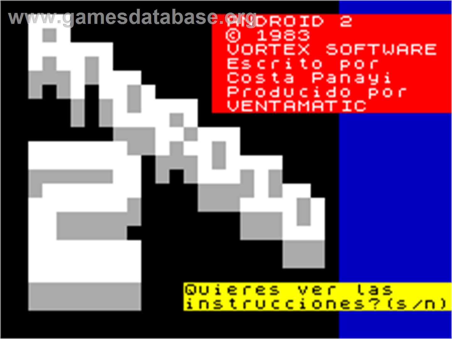 Android Two - Sinclair ZX Spectrum - Artwork - Title Screen