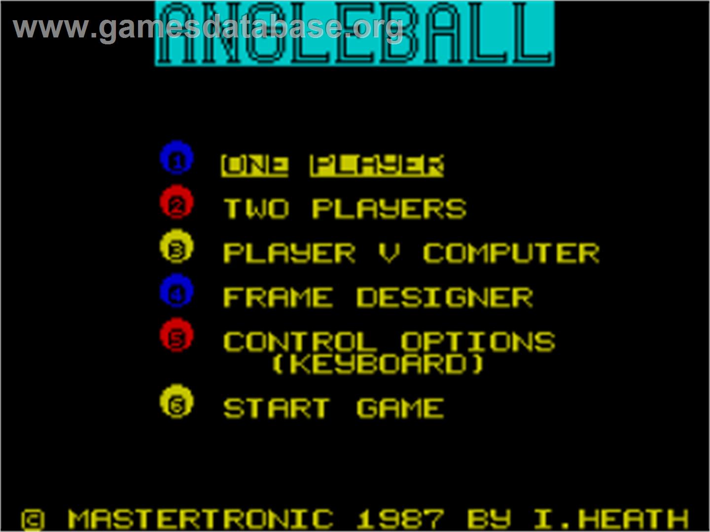 Angle Ball - Sinclair ZX Spectrum - Artwork - Title Screen