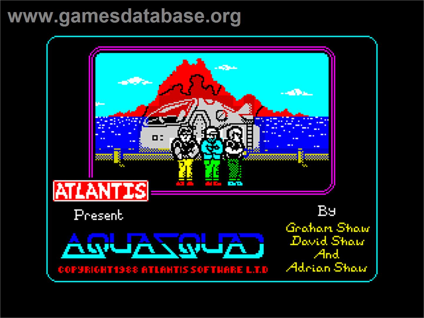 Aqua Squad - Sinclair ZX Spectrum - Artwork - Title Screen