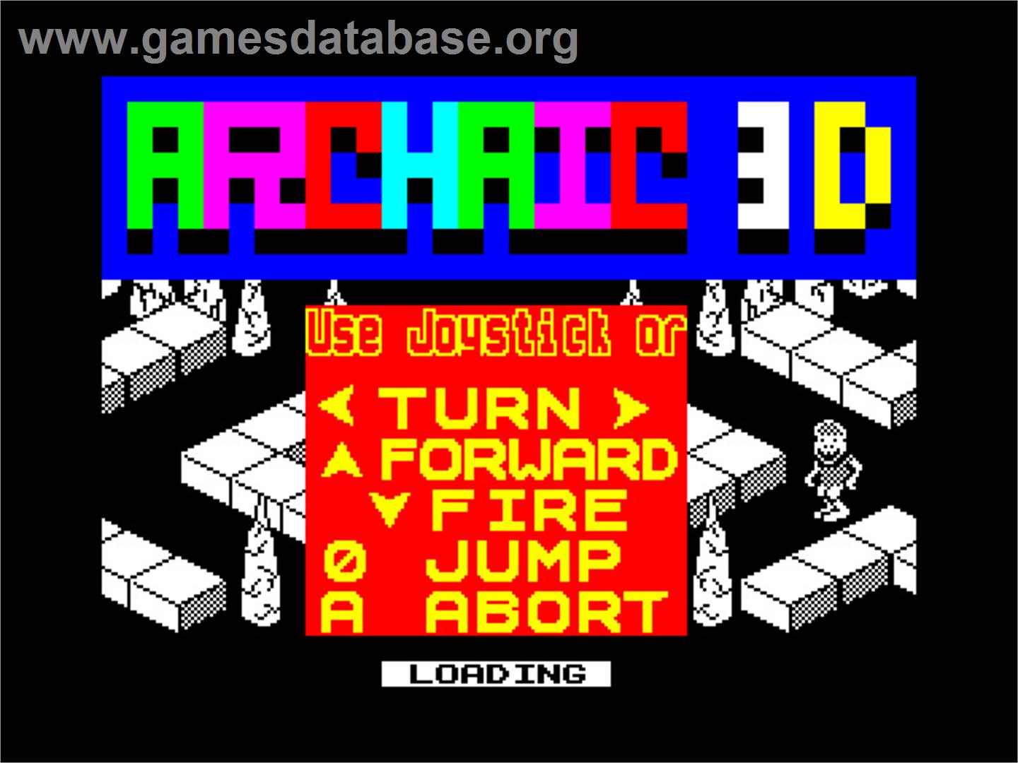 Archaic 3d - Sinclair ZX Spectrum - Artwork - Title Screen