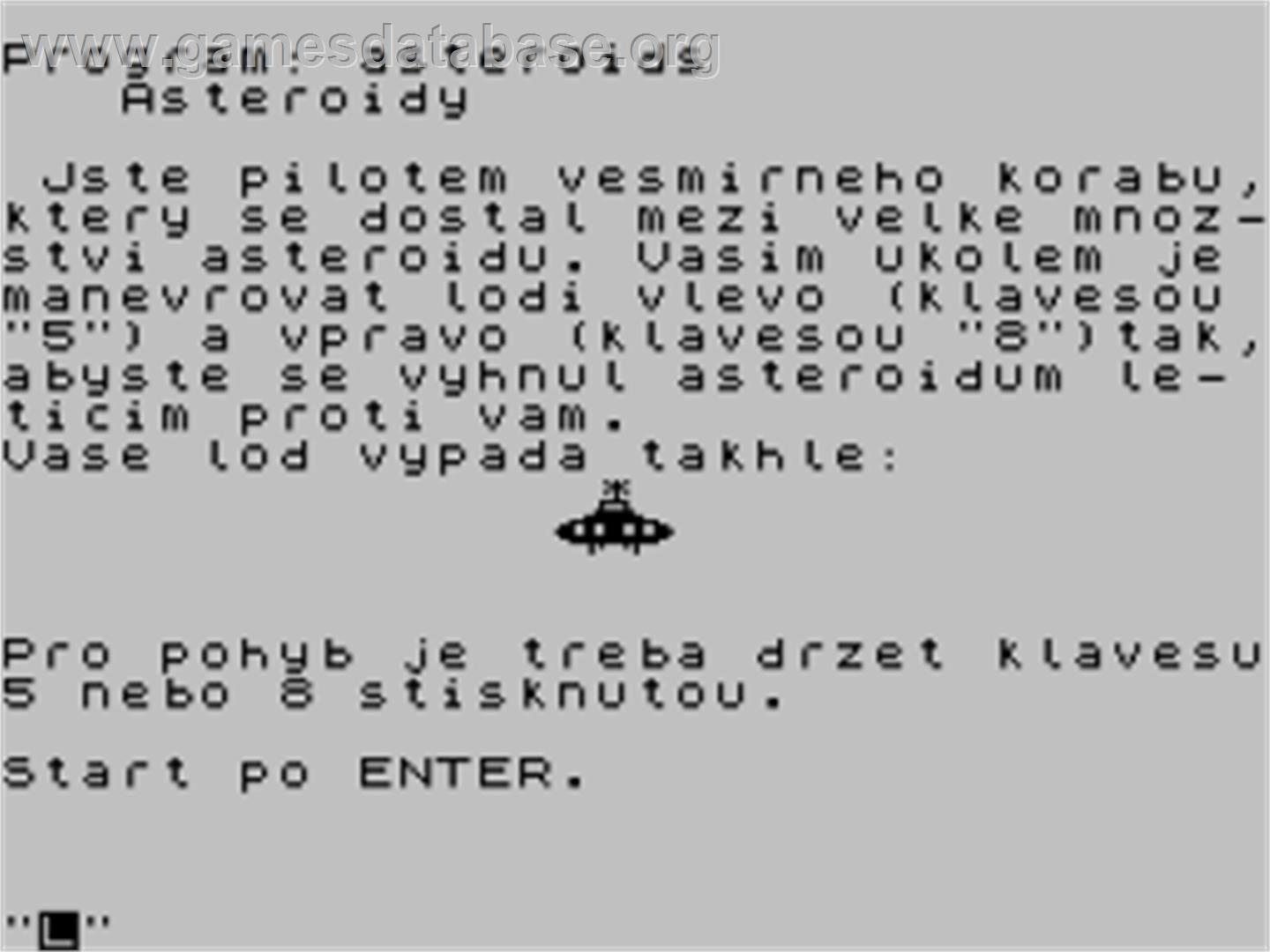 Asteroids (Your Computer) - Sinclair ZX Spectrum - Artwork - Title Screen