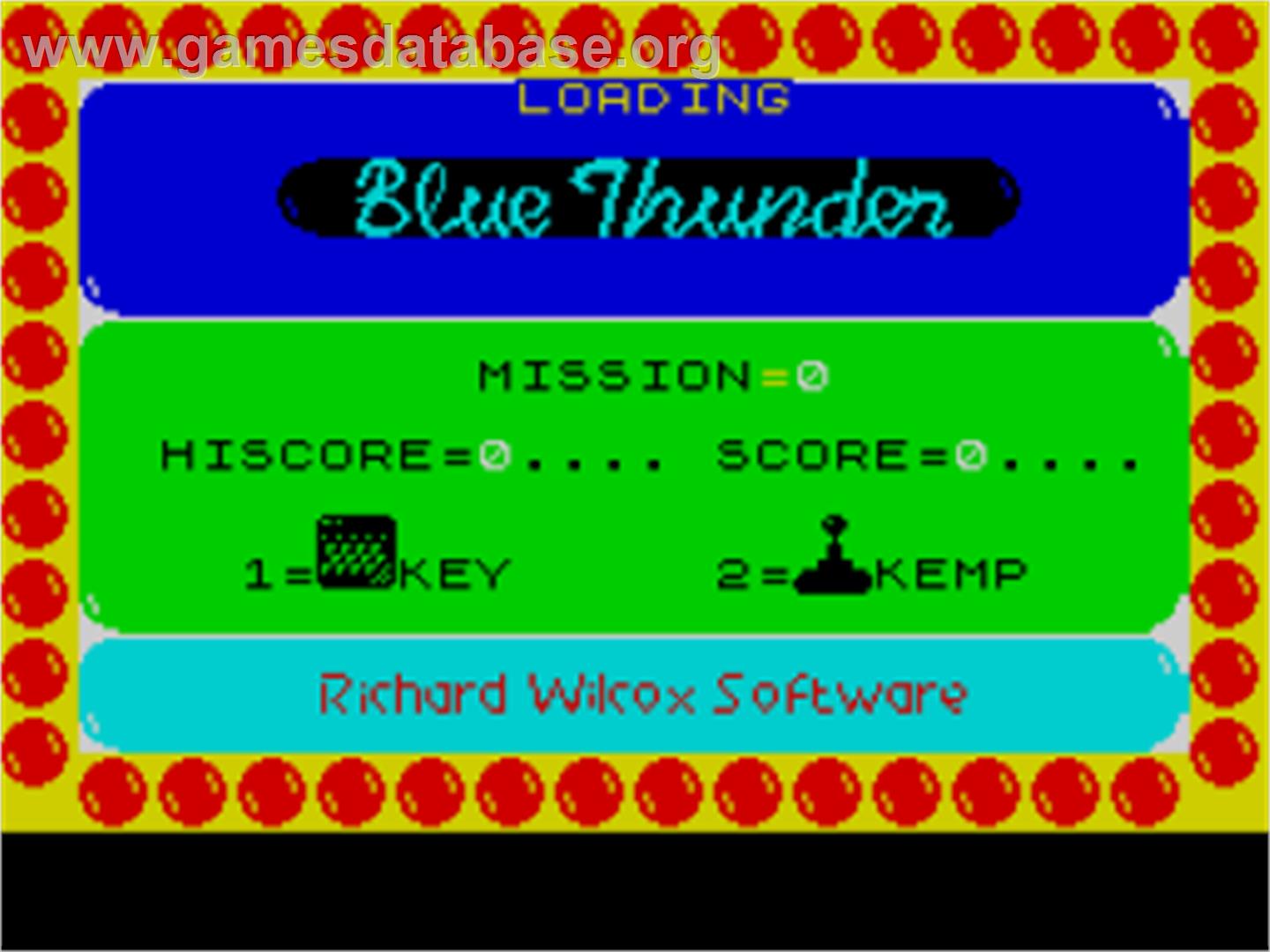 Blue Thunder - Sinclair ZX Spectrum - Artwork - Title Screen