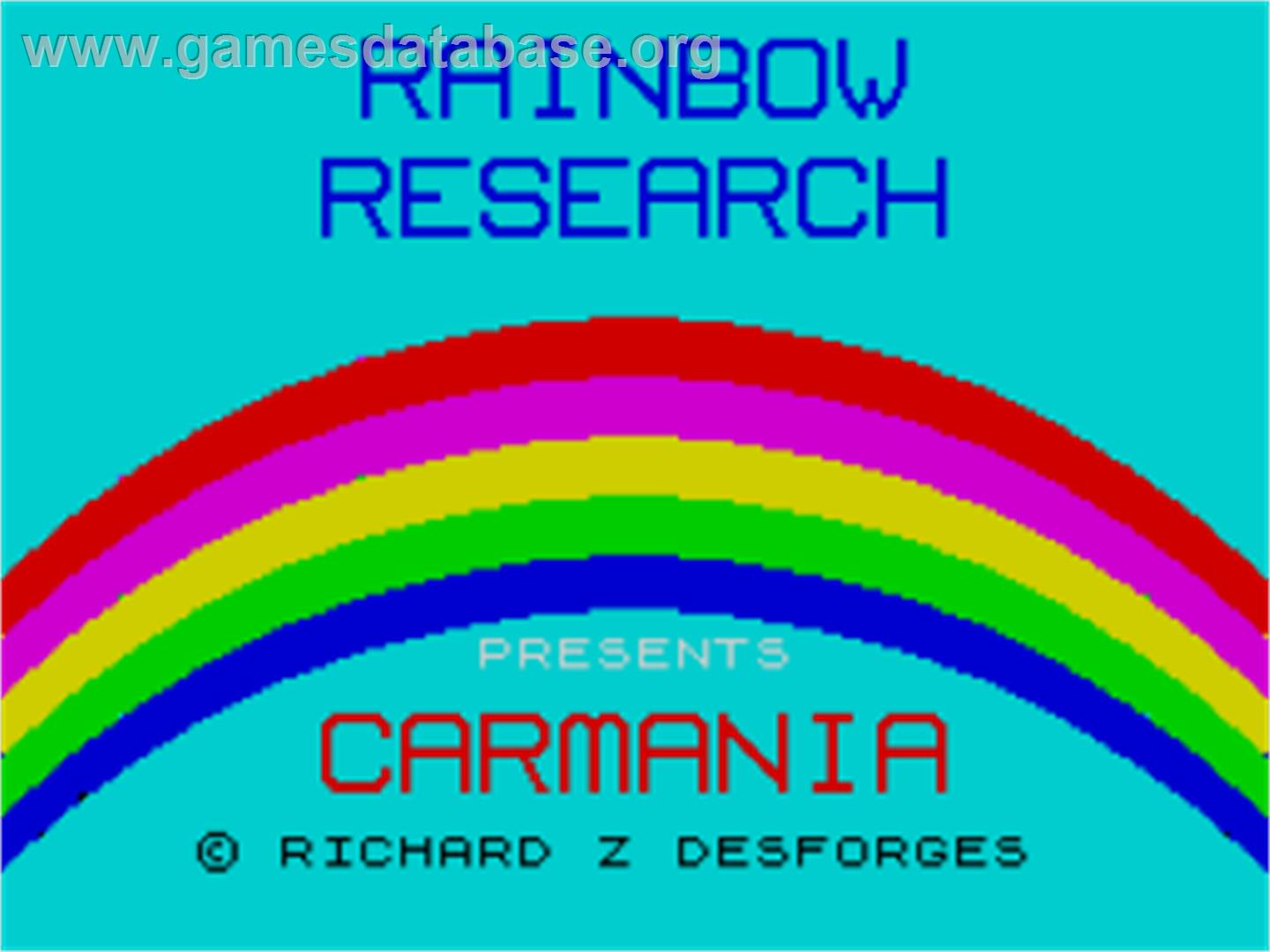 Carmania - Sinclair ZX Spectrum - Artwork - Title Screen