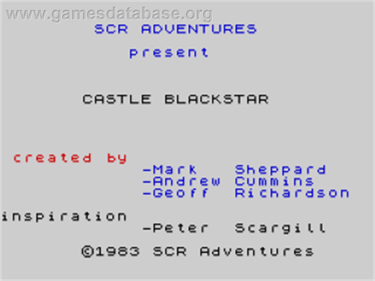 Castle Blackstar - Sinclair ZX Spectrum - Artwork - Title Screen