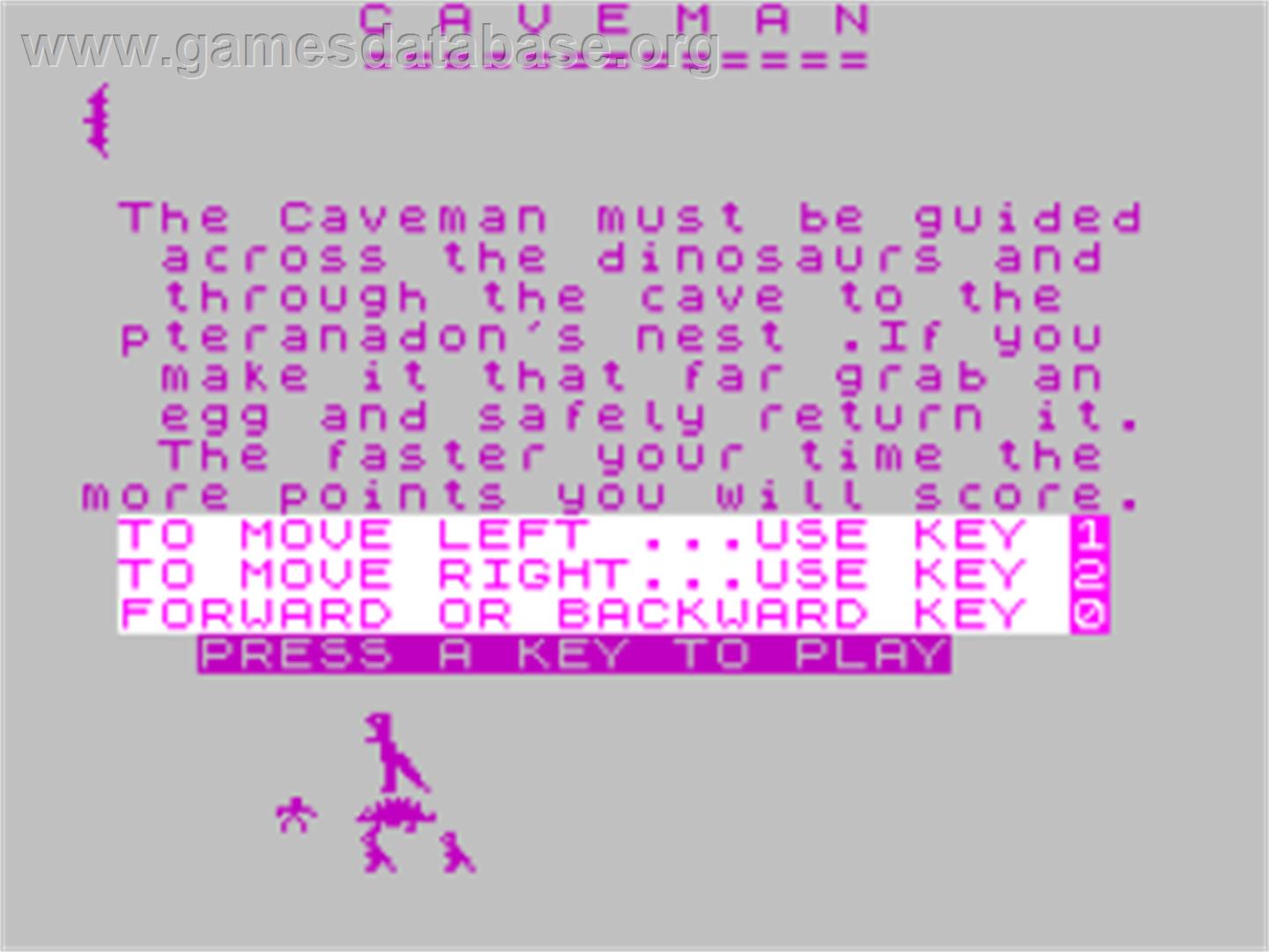 Caveman - Sinclair ZX Spectrum - Artwork - Title Screen