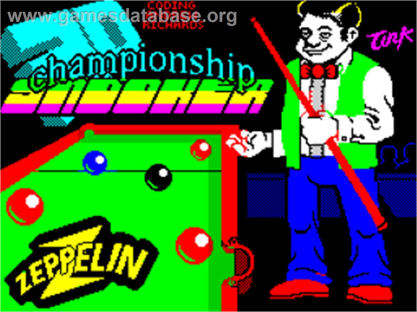 Championship 3d Snooker - Sinclair ZX Spectrum - Artwork - Title Screen