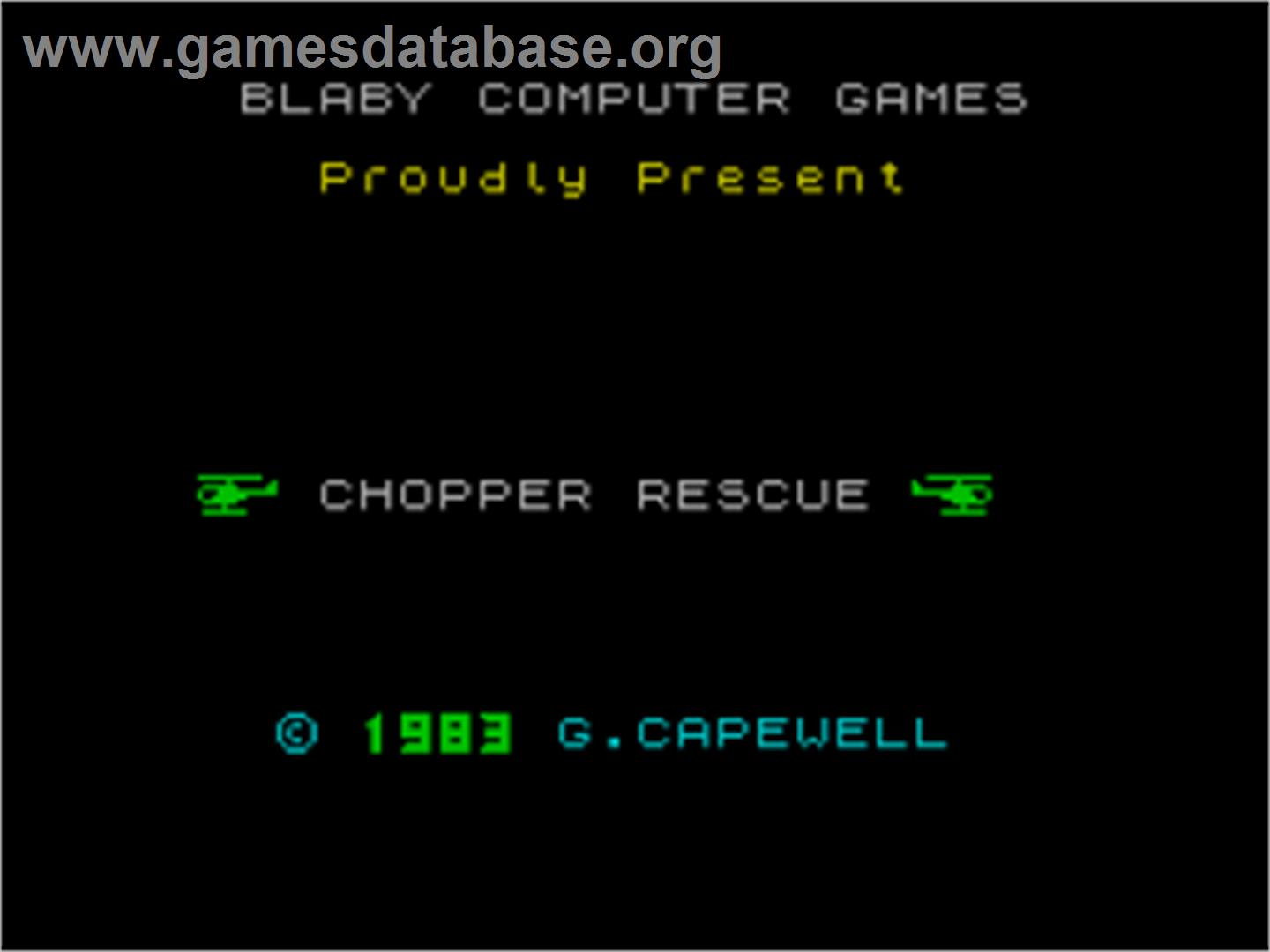 Chopper Rescue - Sinclair ZX Spectrum - Artwork - Title Screen