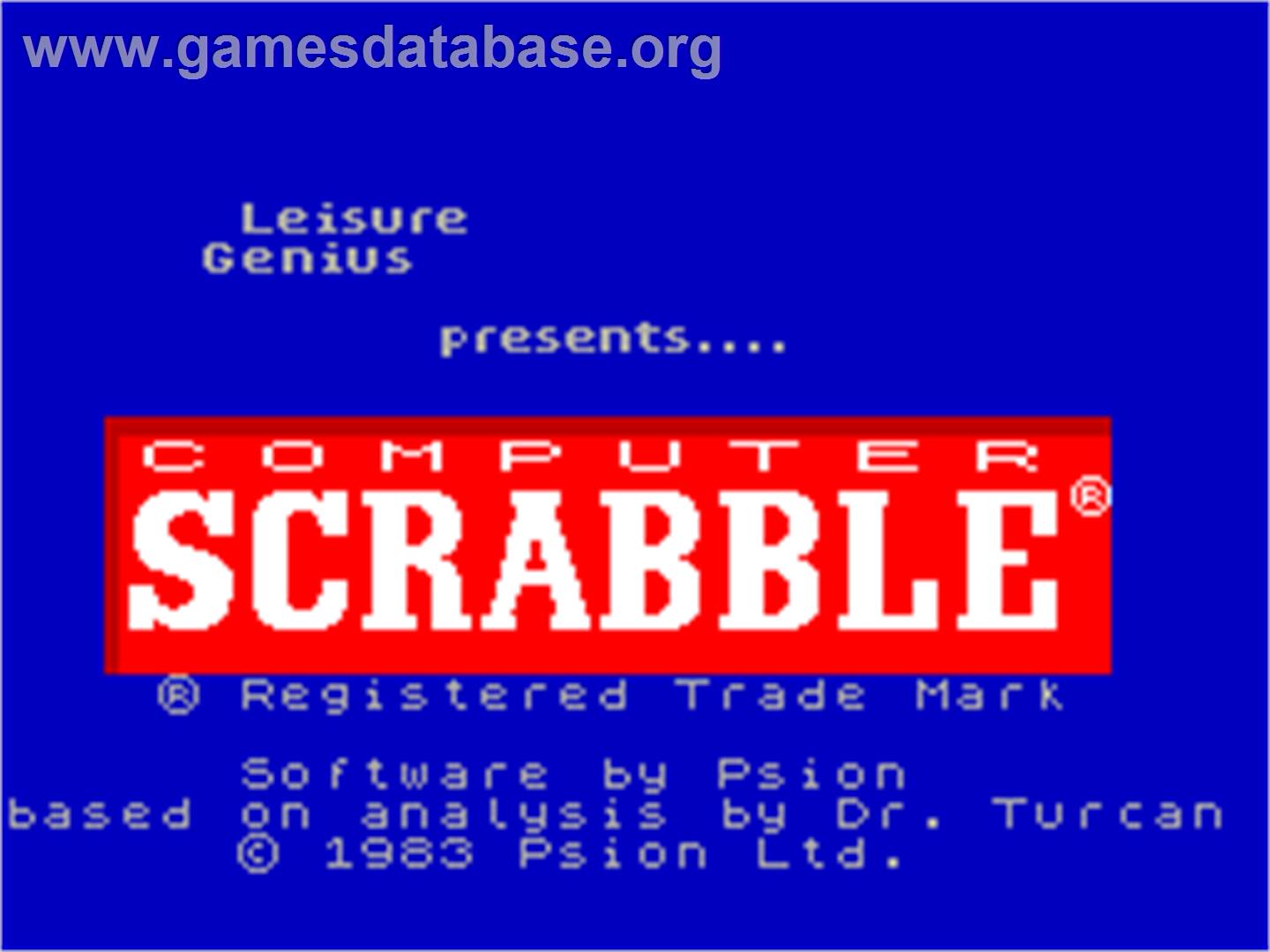 Computer Scrabble De Luxe - Sinclair ZX Spectrum - Artwork - Title Screen