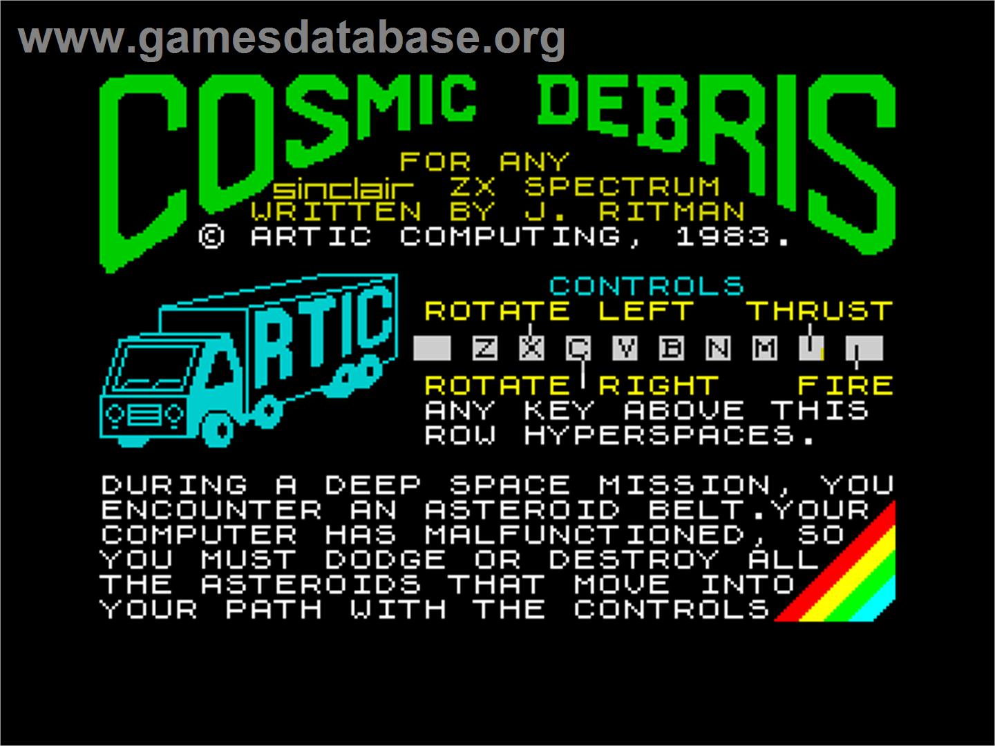 Cosmic Debris - Sinclair ZX Spectrum - Artwork - Title Screen