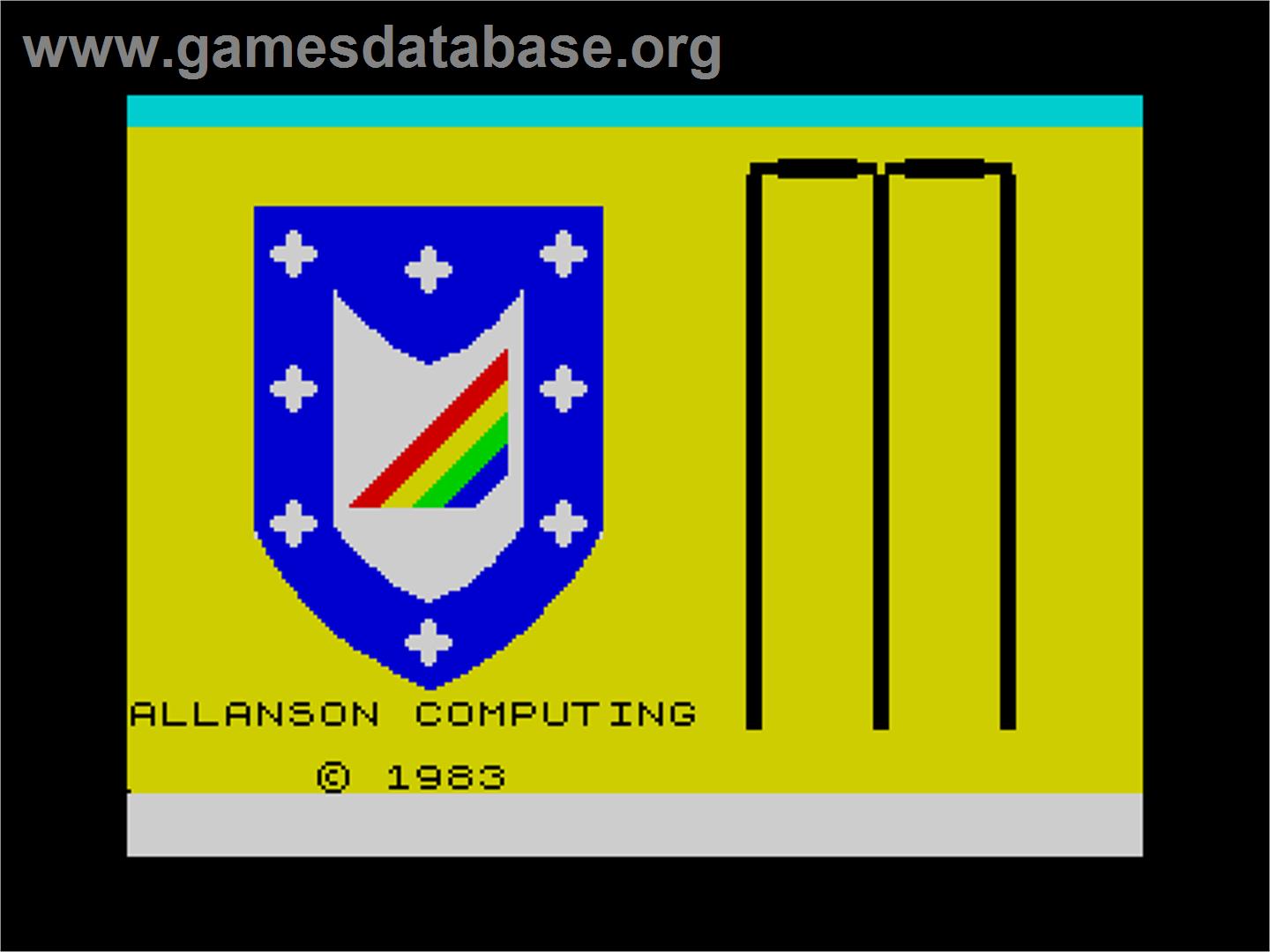 Cricket Captain (Allason Computing) - Sinclair ZX Spectrum - Artwork - Title Screen